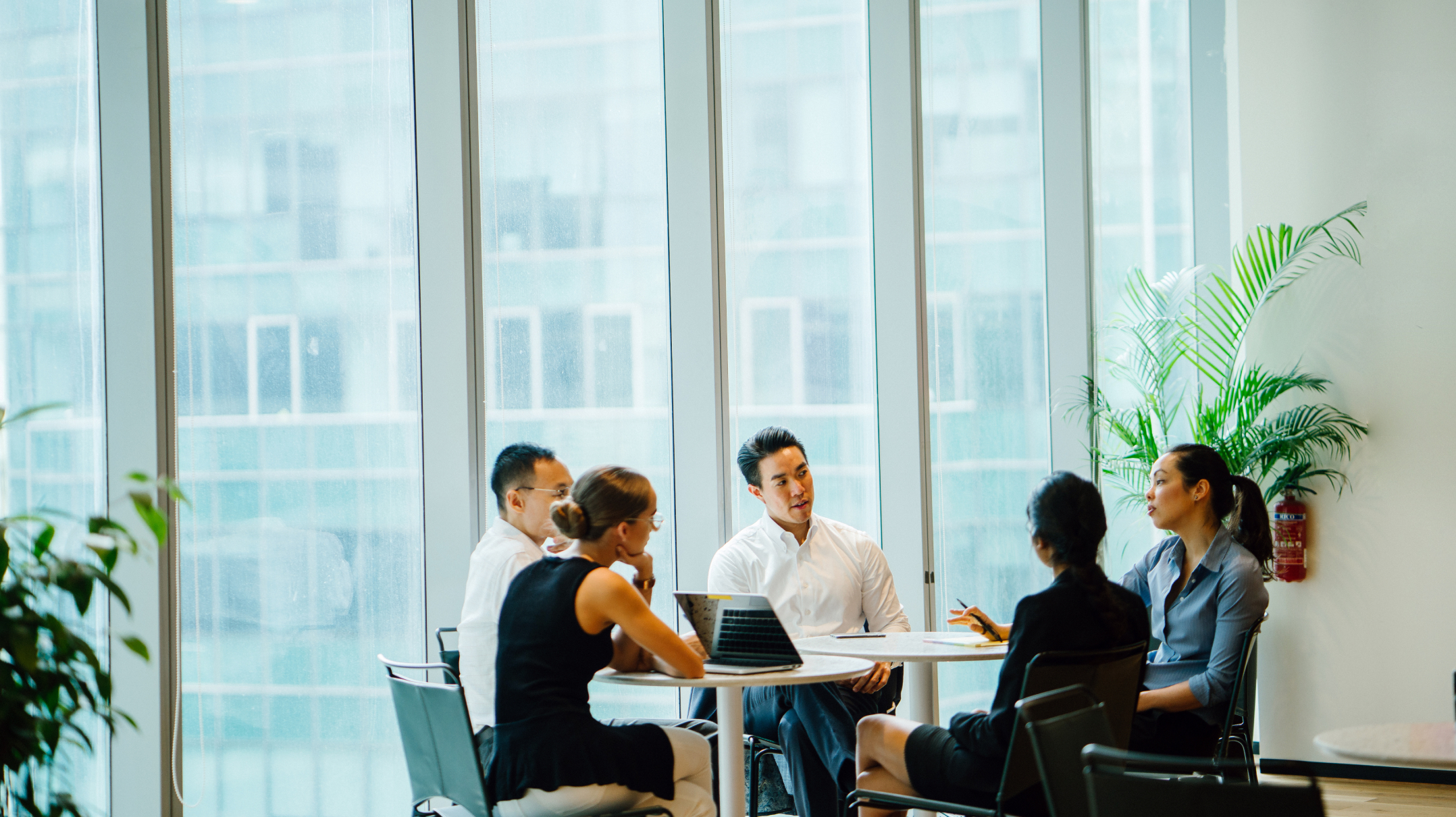 A group of organization members meeting in a boardroom.