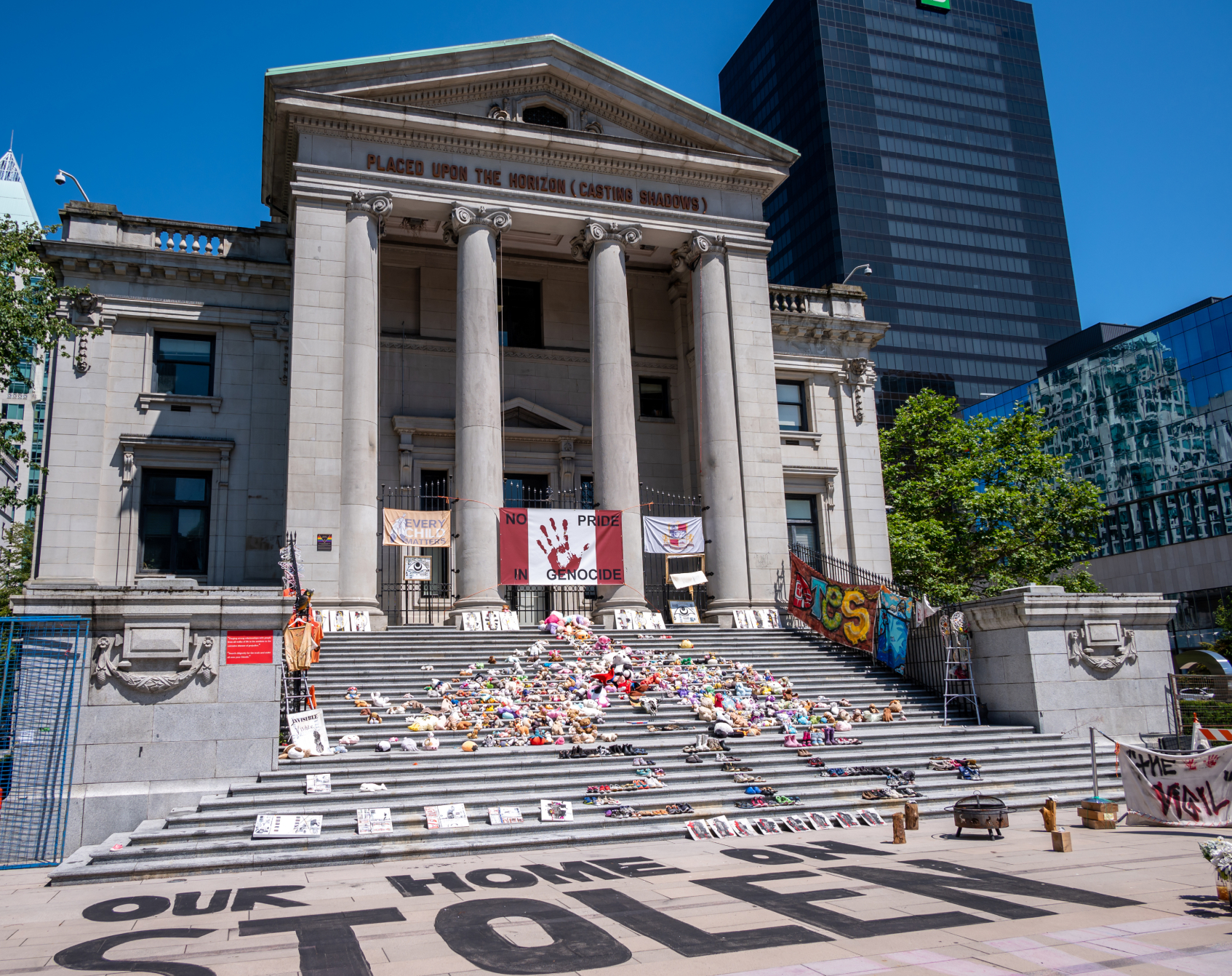 Residential school memorial at Vancouver Art Gallery.