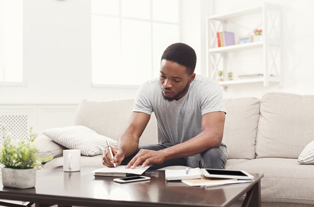 Person studying at home