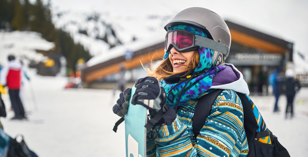 Happy snowboarder